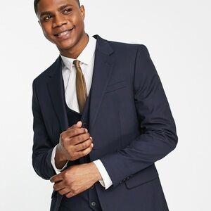 River Island Blue Sport Coat with Structured Shoulders